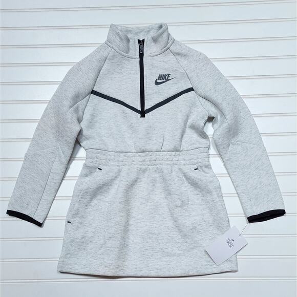 NWT Nike Little Girls Tech Fleece Dress: Light Grey Heather - Picture 1 of 6